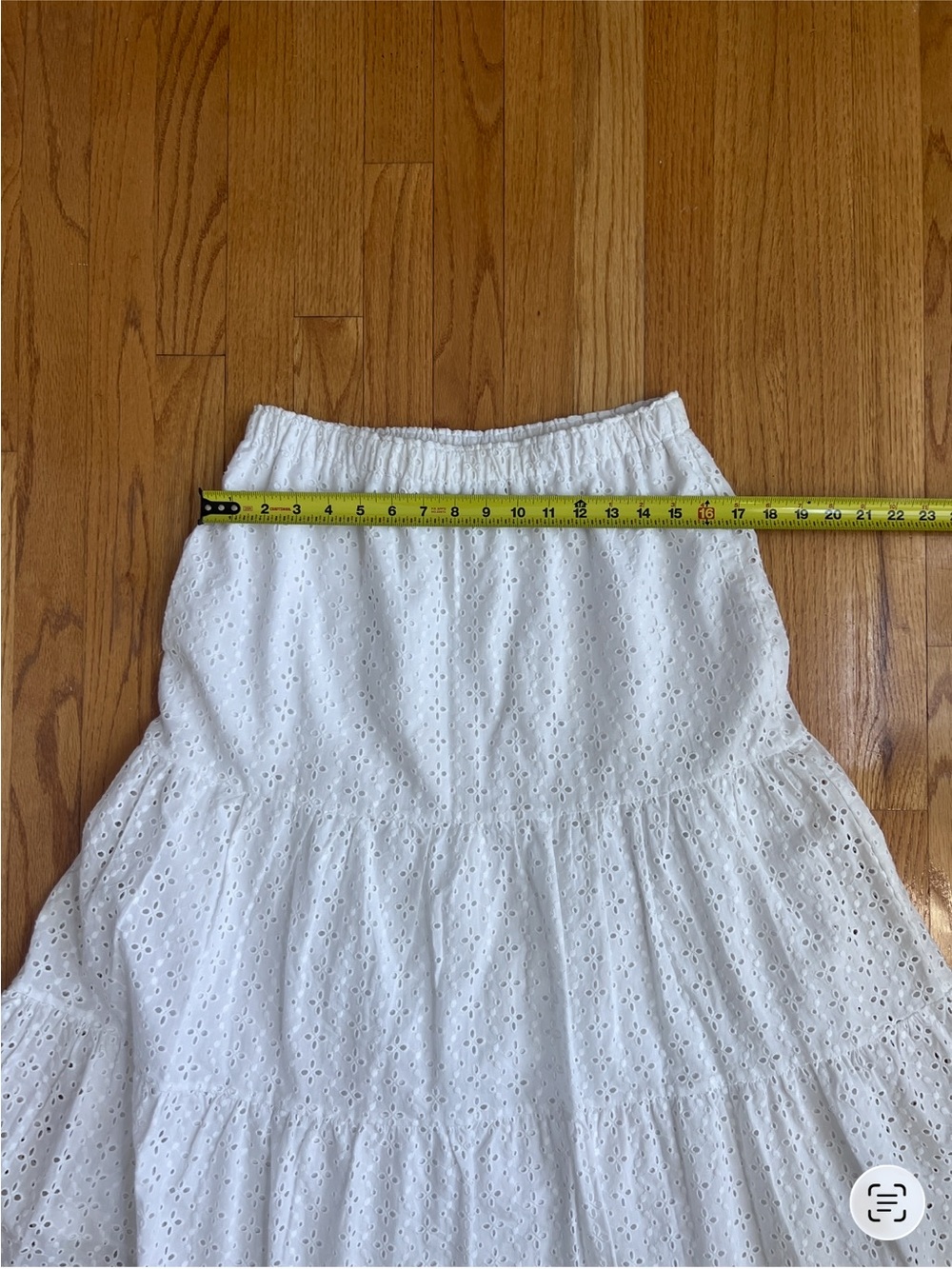 White Cotton Eyelet Tiered Midi Skirt - Lightweight Summer Essential - Picture 4 of 5